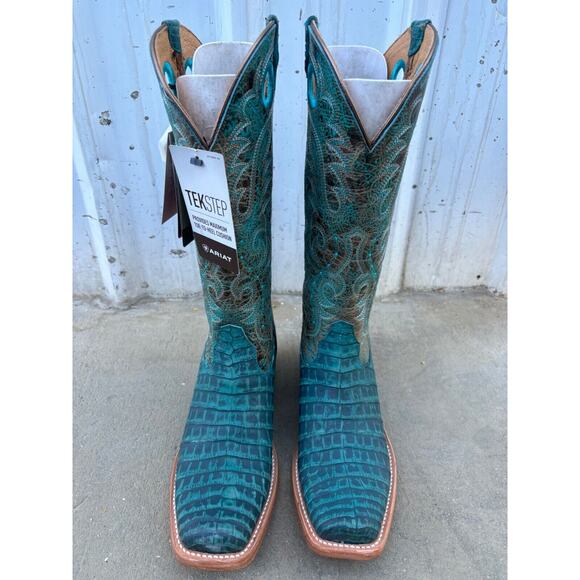 Ariat Futurity Boon Womens Sz 9.5 B Turquoise Sueded Caiman Belly Amazonite Boot - Picture 5 of 11